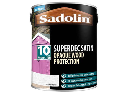Sadolin Superdec Opaque Wood Protection Super White Satin 5 Litre