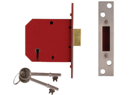 Union 2101 5 Lever Mortice Deadlock Satin Chrome Finish 77.5Mm 3In Visi