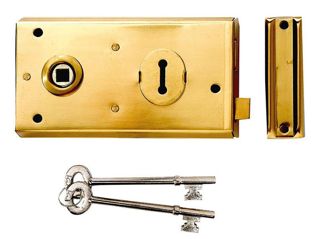 Yale Locks P401 Rim Lock Polished Brass Finish 138 X 76Mm Visi