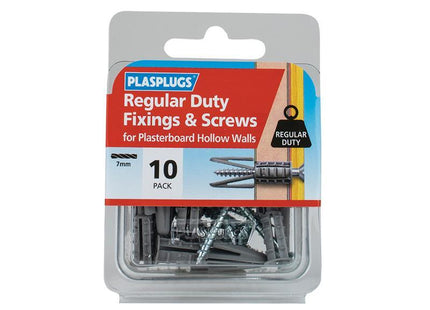 PLASPLUGS Regular-Duty Fixings & Screws (Pack 10)