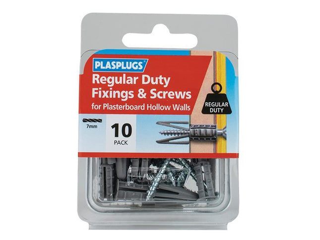 PLASPLUGS Regular-Duty Fixings & Screws (Pack 10)