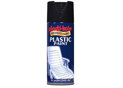 Plastikote Plastic Paint Spray Black Gloss 400Ml