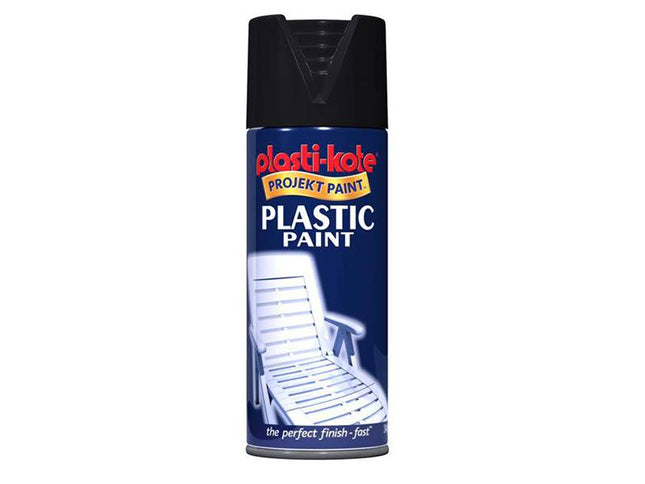 Plastikote Plastic Paint Spray Black Gloss 400Ml