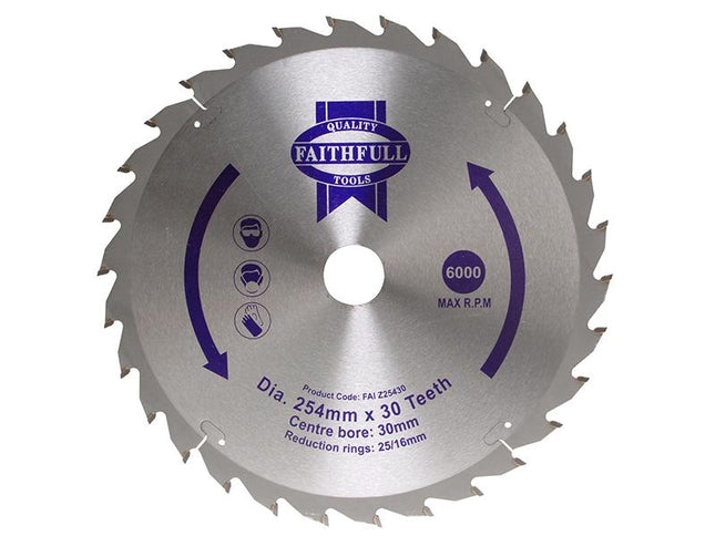 Faithfull Tct Circular Saw Blade 254 X 30Mm X 30T Pos