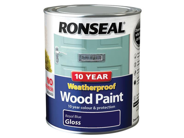 Ronseal 10 Year Weatherproof Wood Paint Royal Blue Gloss 750Ml