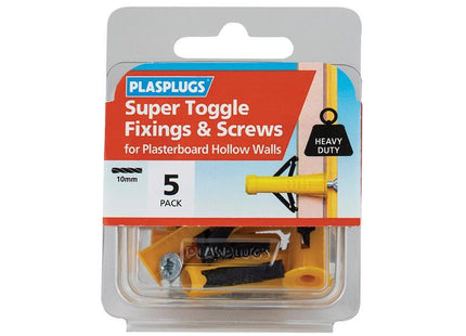 PLASPLUGS Super Toggle Fixings & Screws (Pack 5)