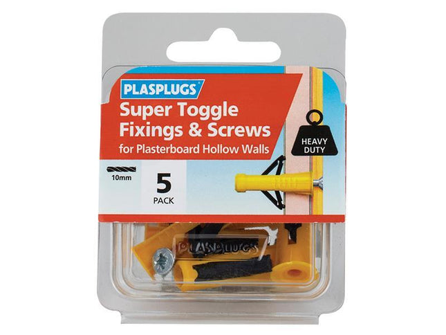 PLASPLUGS Super Toggle Fixings & Screws (Pack 5)