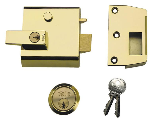 Yale Locks P1 Double Security Nightlatch 60Mm Backset Brasslux Finish Visi