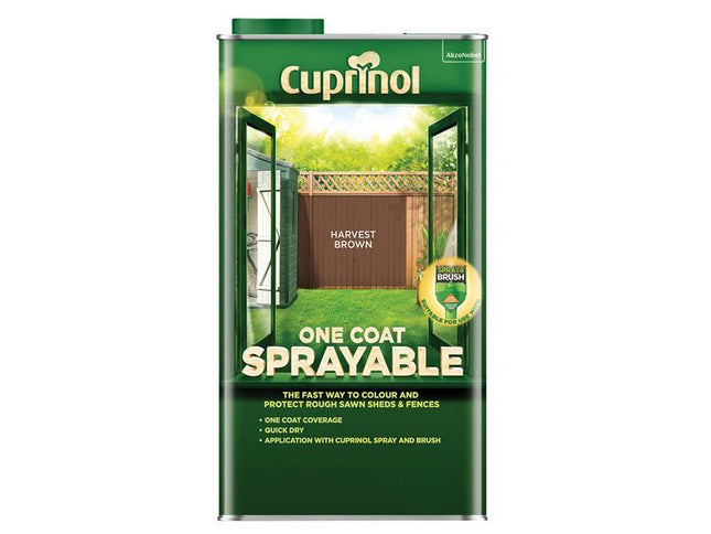 Cuprinol One Coat Sprayable Fence Treatment Harvest Brown 5 litre