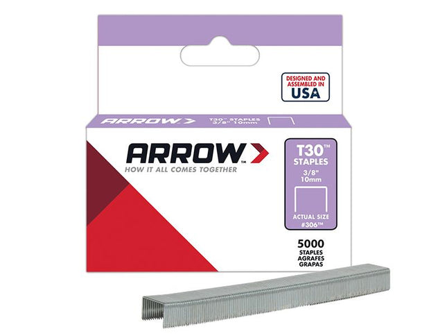 ARROW T30 Staples 306Ip 10Mm (3/8In) Box 5000