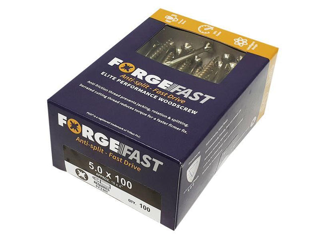 Forgefix Forgefast Pozi Compatible Elite Performance Wood Screw Zy 5.0 X 100Mm Box 100