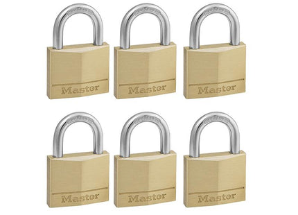 Master Lock Solid Brass 40Mm Padlock 4-Pin - Keyed Alike X 6