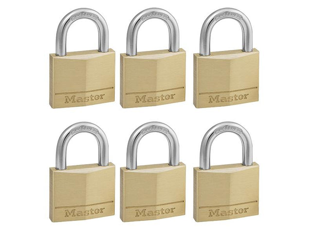 Master Lock Solid Brass 40Mm Padlock 4-Pin - Keyed Alike X 6