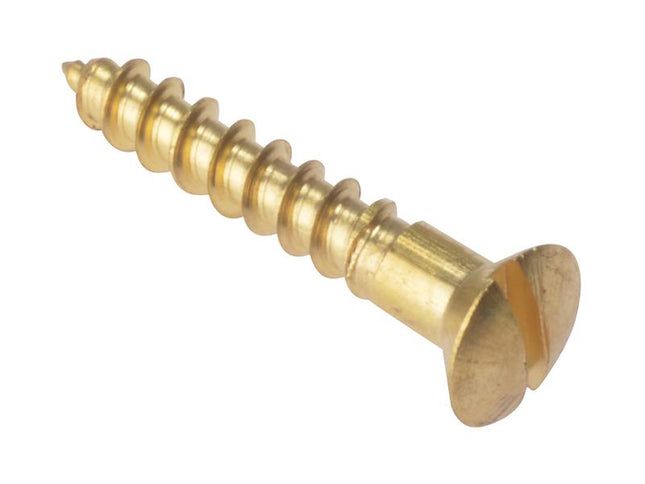 Forgefix Wood Screw Slotted Raised Head St Solid Brass 1In X 8 Box 200