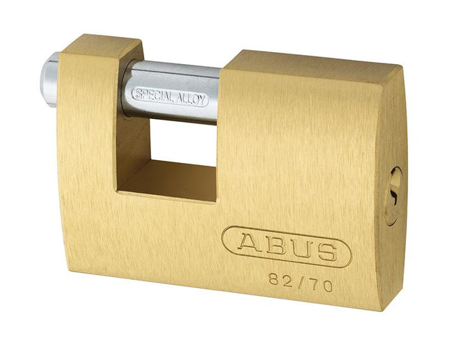 ABUS Mechanical 82/70Mm Monoblock Brass Shutter Padlock Carded