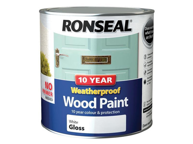 Ronseal 10 Year Weatherproof Wood Paint White Gloss 2.5 Litre