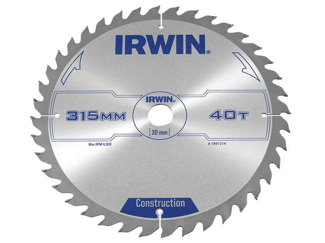 IRWIN General Purpose Table & Mitre Saw Blade 315 X 30Mm X 40T Atb