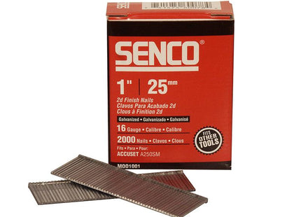 SENCO Straight Brad Nails Galvanised 16G X 25Mm Pack Of 2000