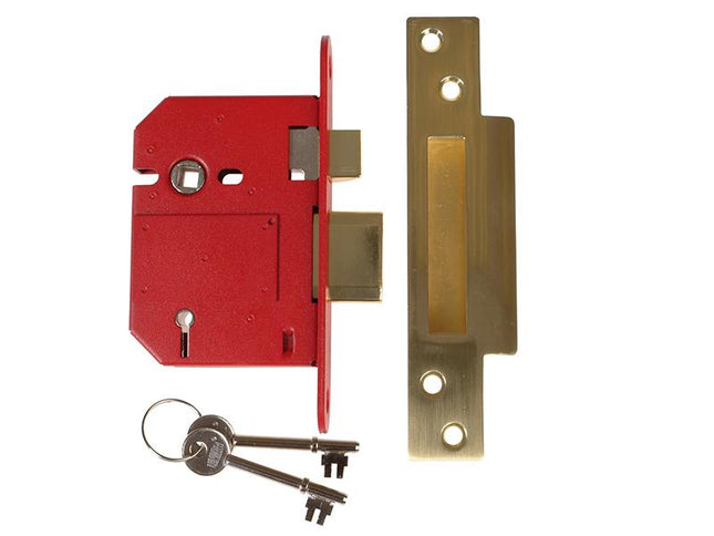 Union Strongbolt 2200S Bs 5 Lever Mortice Sashlock Satin Brass 81Mm Box