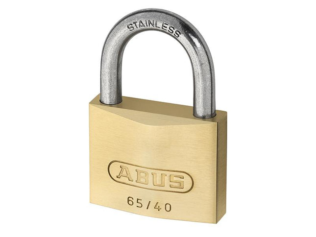 ABUS Mechanical 65Ib/40Mm Brass Padlock Stainless Steel Shackle Keyed Alike 6404