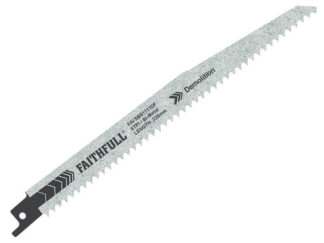 Faithfull S1111Df Bi-Metal Sabre Saw Blade Demolition 228Mm 6 Tpi (Pack Of 5)