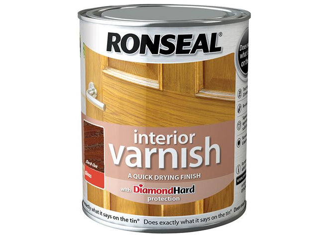 Ronseal Interior Varnish Quick Dry Gloss Dark Oak 250Ml