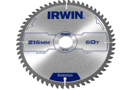 IRWIN Professional Aluminium Circular Saw Blade 216 X 30Mm X 60T Tcg