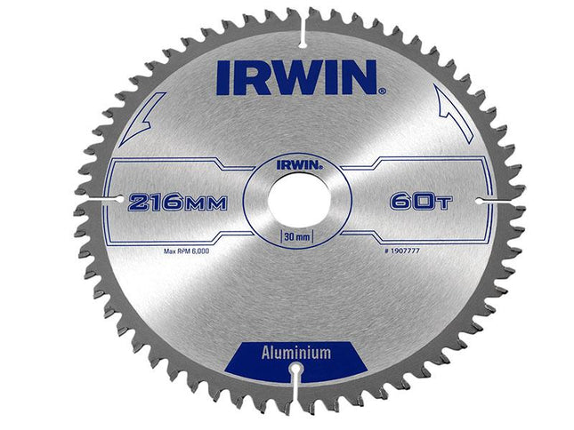 IRWIN Professional Aluminium Circular Saw Blade 216 X 30Mm X 60T Tcg