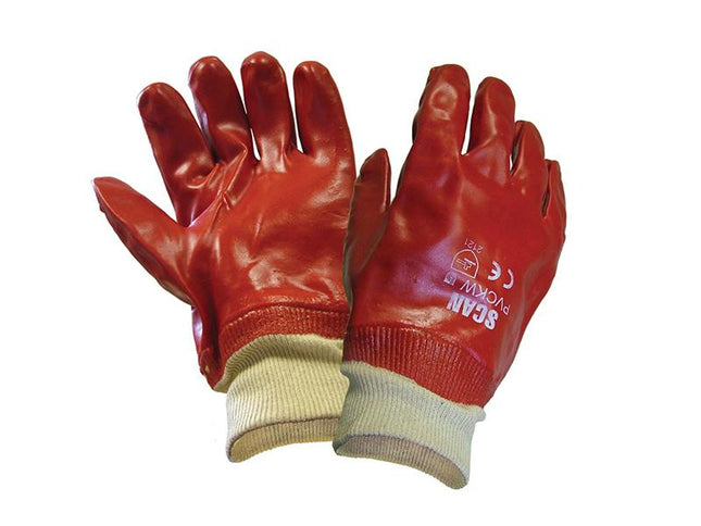 Scan Pvc Knitwrist Gloves - Large (Size 9)