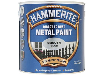 Hammerite Direct To Rust Smooth Finish Metal Paint Silver 2.5 Litre