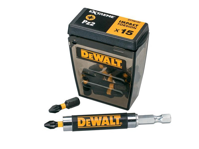 DEWALT Dt70618T Impact Torsion Bits Pz2 Tic Tac Box Of 15 + Holder