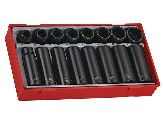 Teng Tt9116 16 Piece Regular/ Deep Impact Socket Set 1/2In Drive