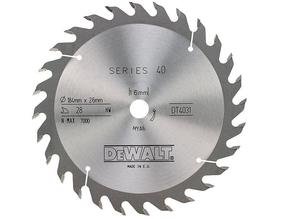DEWALT Series 40 Circular Saw Blade 184 X 16Mm X 28T