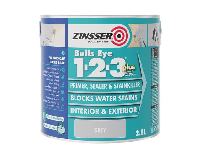 Bulls EyeÂ 1-2-3 Plus Primer, Sealer & Stain Killer Grey 2.5 litre