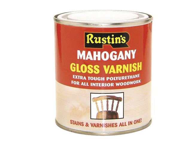 Rustins Polyurethane Varnish & Stain Gloss Mahogany 500Ml