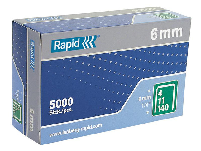 RAPID 140/6 6Mm Galvanised Staples Box Of 5000