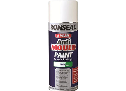Ronseal 6 Year Anti Mould Aerosol White Matt 400Ml