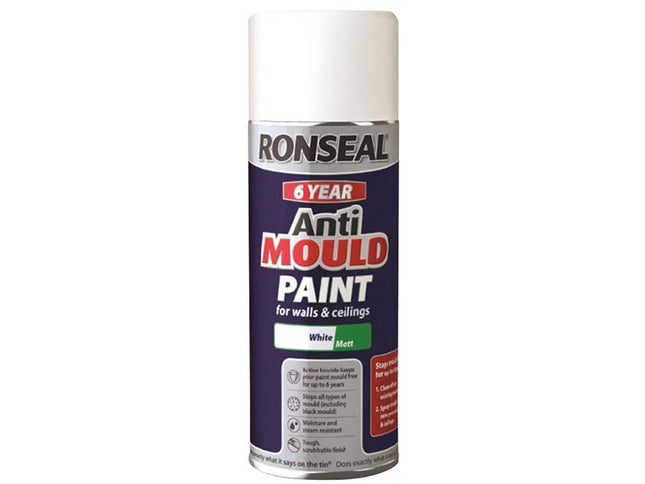 Ronseal 6 Year Anti Mould Aerosol White Matt 400Ml