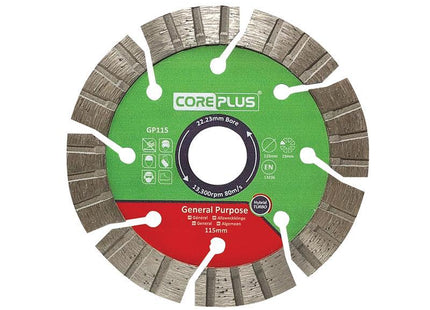 GP115 General-Purpose Hybrid Turbo Diamond Blade 115mm