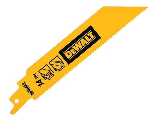 DEWALT Bi-Metal 1in High Metal Reciprocating Blade 152mm x 14 TPI (Pack 5)