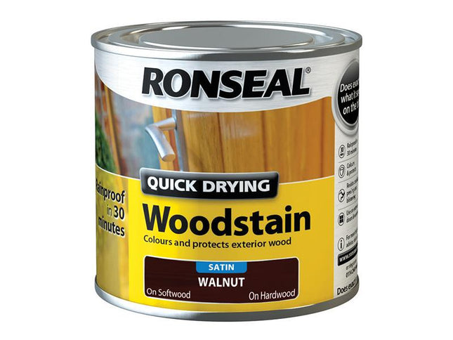 Ronseal Quick Drying Woodstain Satin Smoked Walnut 250Ml