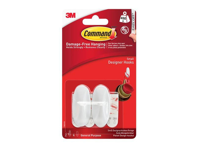 Command Small White Designer Hooks (Pack 2)