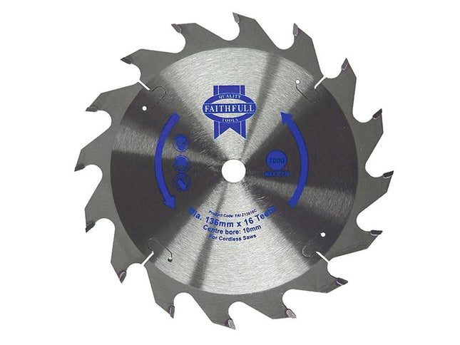 Faithfull Tct Cordless Trimsaw Blade 136 X 10Mm X 30T