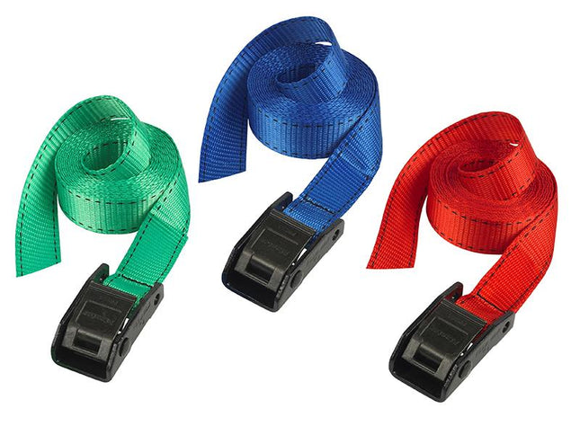 Master Lock Lashing Straps With Metal Buckle Coloured 2.5M 2 Piece