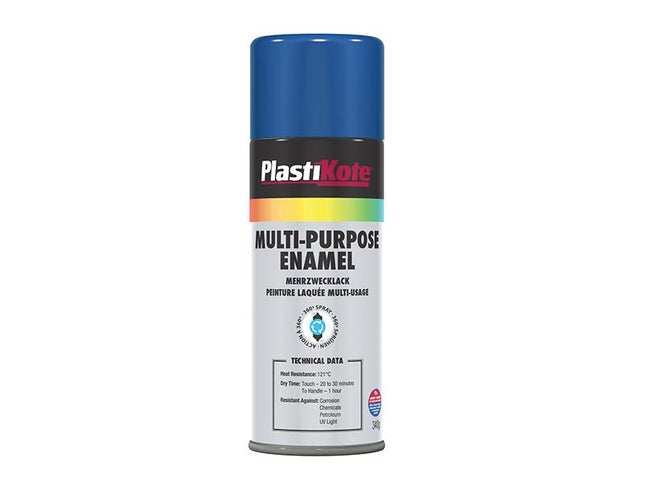 Plastikote Multi Purpose Enamel Spray Paint Gloss Blue 400Ml