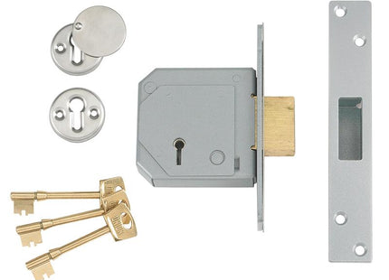 Union 3G114E 5 Lever Mortice Deadlock C-Series 80Mm 3In Satin Chrome