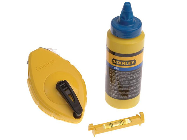 Stanley Tools Chalk Line 30M Blue Chalk & Level