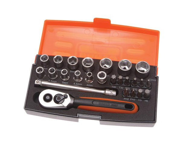 Bahco Sl25 Socket Set Of 25 Metric 1/4In Drive