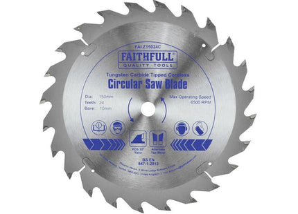Faithfull Tct Cordless Trimsaw Blade 150 X 10Mm X 24T Pos