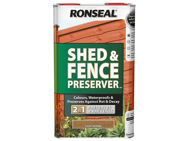 Ronseal Shed & Fence Preserver Autumn Brown 5 Litre